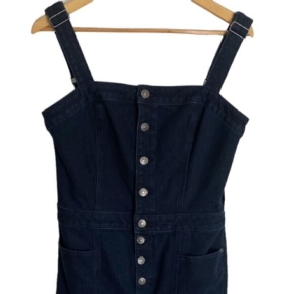 NWT Express Button Front Dark Wash Overalls 10 - Picture 6 of 9